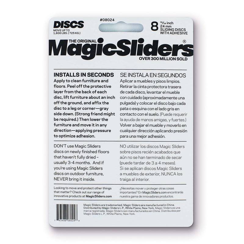 Magic Sliders 8024 Series 8PK 15/16" SQ Slider, 1, Grey - Image 2
