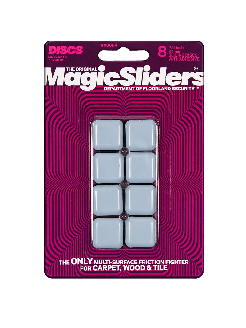 Magic Sliders 8024 Series 8PK 15/16" SQ Slider, 1, Grey - Image 1