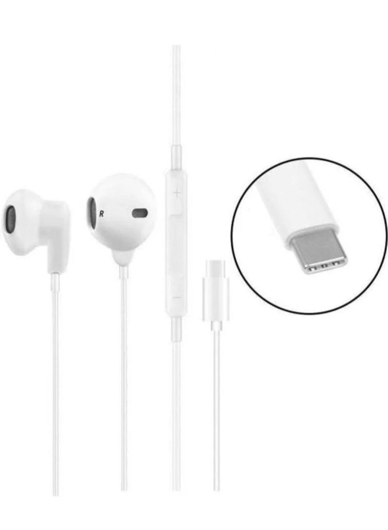 الذاكرة السريعة سماعات أذن ستيريو سلكية مايكرو سبيد تايب-سي مزودة بميكروفون | سماعات أذن عالمية تايب-سي للهواتف الذكية التي تعمل بنظام أندرويد | جودة صوت جهير عالية - Image 1