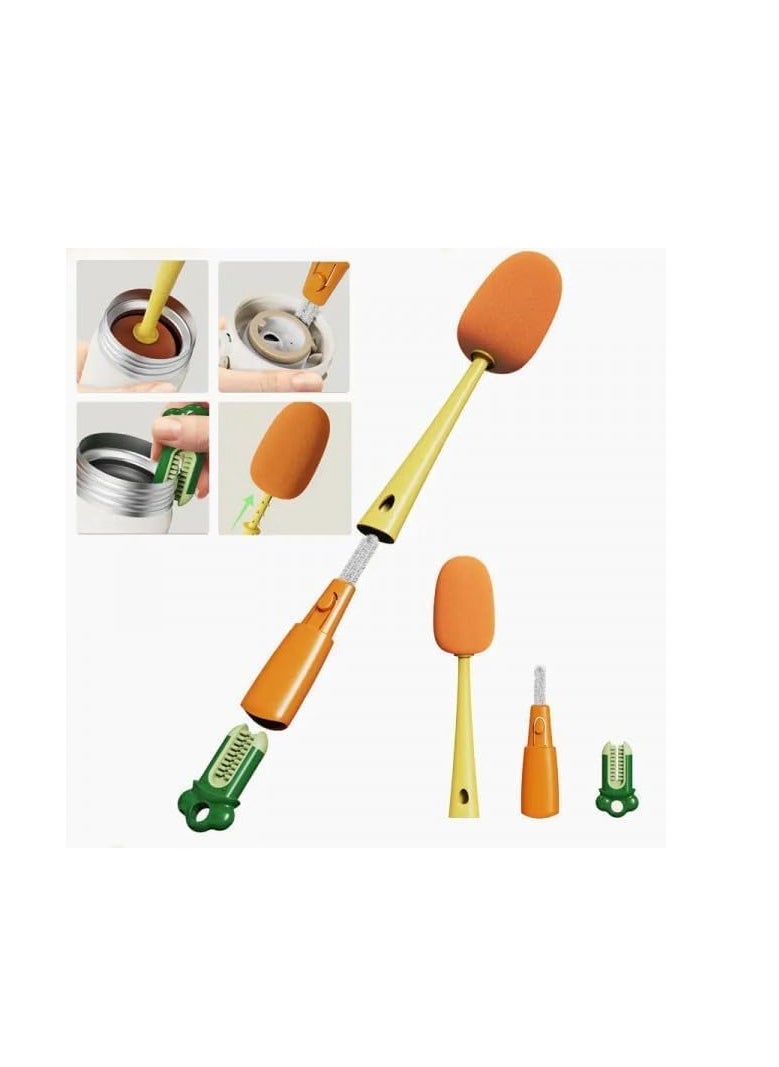Generic - Multi-Purpose Bottle Cleaning Brush 3*1  Single Piece yellow and orange - Image 1