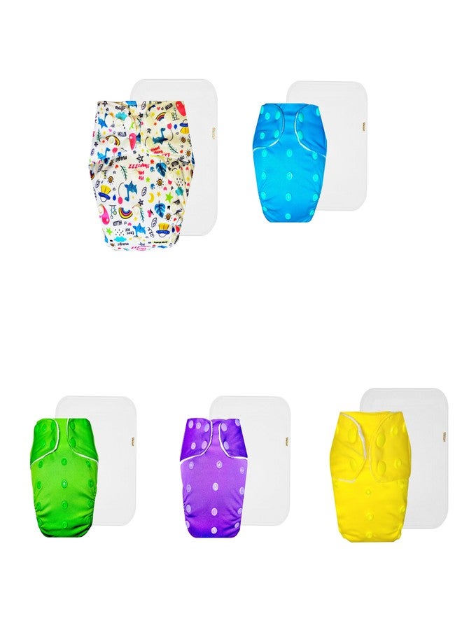 Dumbledo Premium Cloth Diaper with Cotton Insert (Pack of 5) | Soft & Gentle | Breathable | Easy to Clean | Ideal for Toddlers | 3 Months - 3 Years | Unisex Baby - Image 1