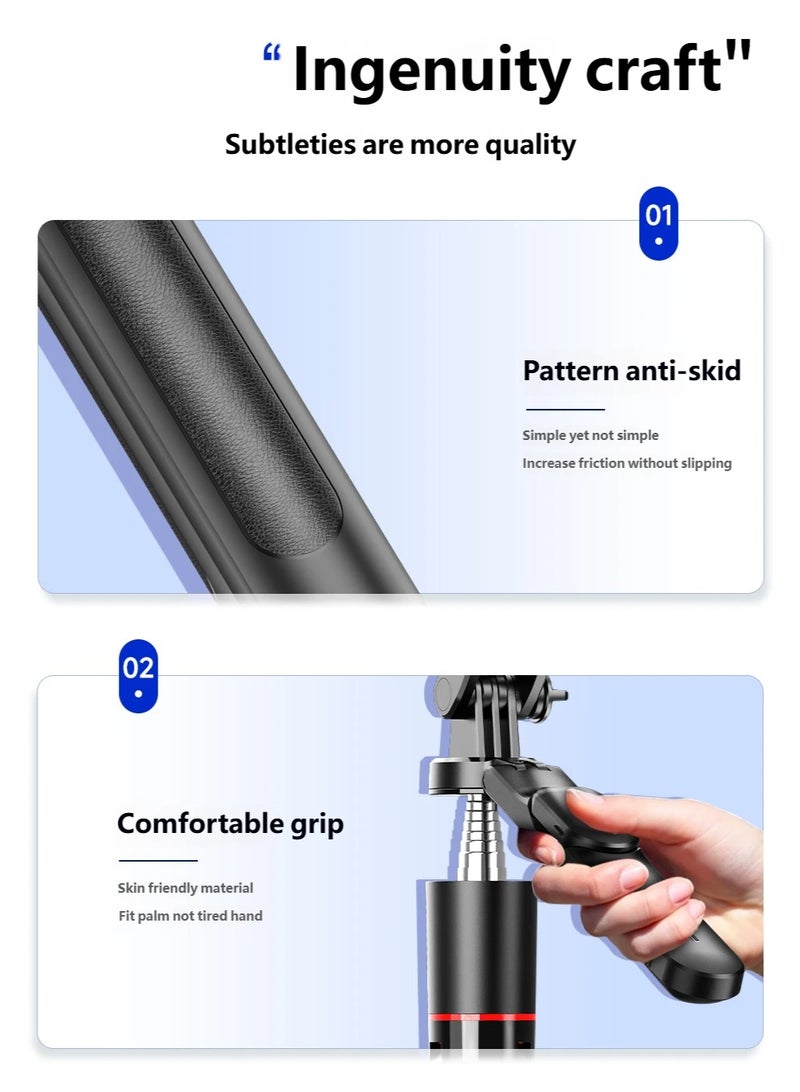 Extendable Anti-Shake Selfie Stick with Bluetooth Remote & Tripod Stand for Mobile Phone Live Streaming & Photography - Image 4