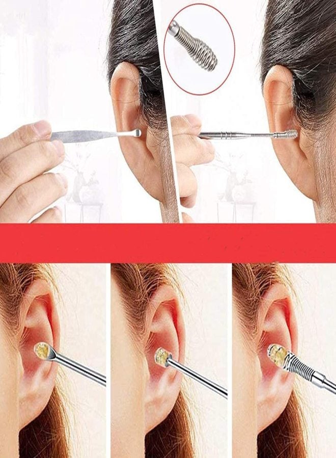 Aiseely 6Pcs Stainless Steel Spiral Spring Ear Picks Spoon Wax Removal Cleaner Pickers set with Box Health Care Ear Care - Image 5