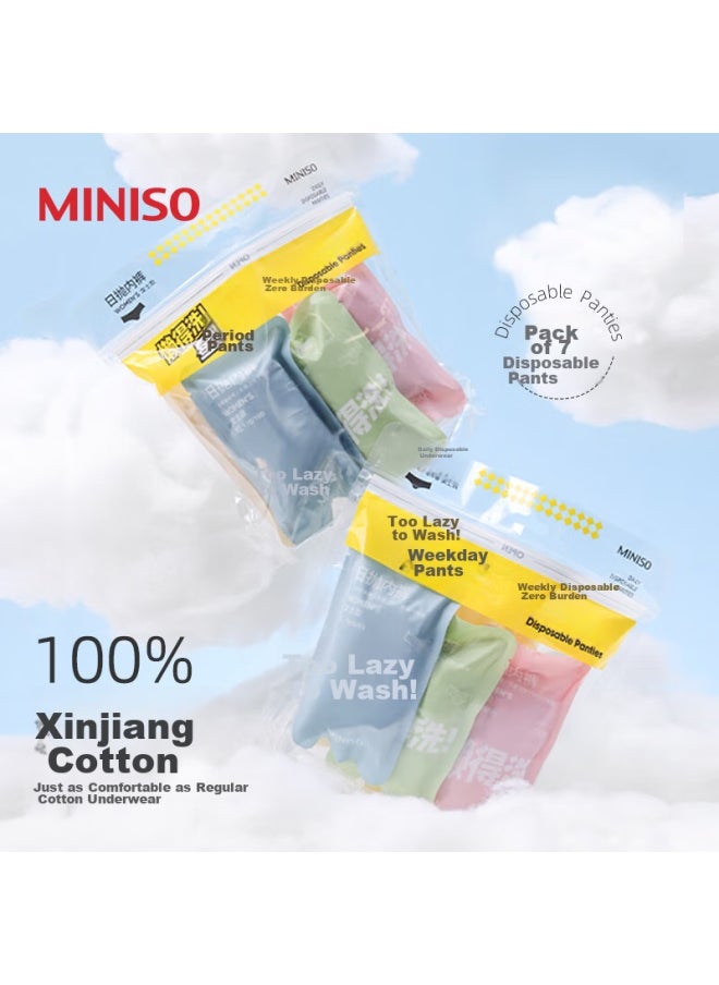 Miniso Miniso 7-pack All-cotton Travel Underwear, Disposable Panties For Women, 1 Pack, For Holiday Travel  - Image 1