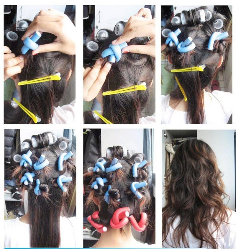 Pinkiou Hair Curlers Rollers Flexi Rods 42 Pack - Heatless Hair Curlers with Bag, 7 Sizes Flexible Curling Rods Set for Short Long Hair, No Heat Bendable Curling Rods - Image 4