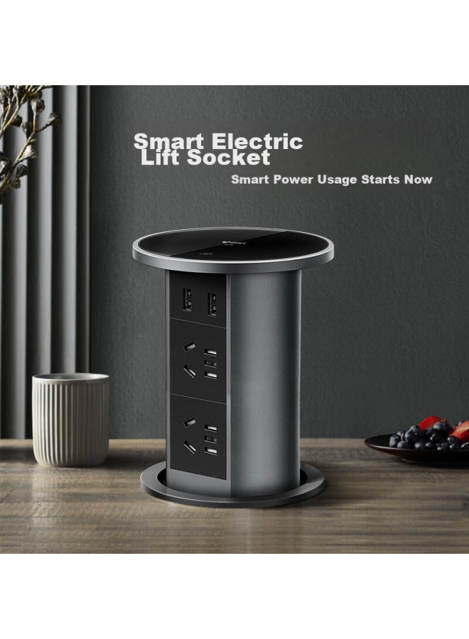 Bull Wireless Charging, Electric Smart Lifting/concealed/embedded/multifunctional Socket, Kitchen Island Conference Room 4-outlet Five-hole + 2 Usb + 10w Inductive Charging, Black - Image 5