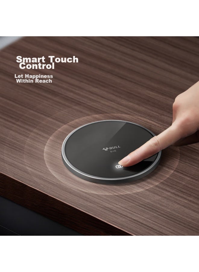 Bull Wireless Charging, Electric Smart Lifting/concealed/embedded/multifunctional Socket, Kitchen Island Conference Room 4-outlet Five-hole + 2 Usb + 10w Inductive Charging, Black - Image 4