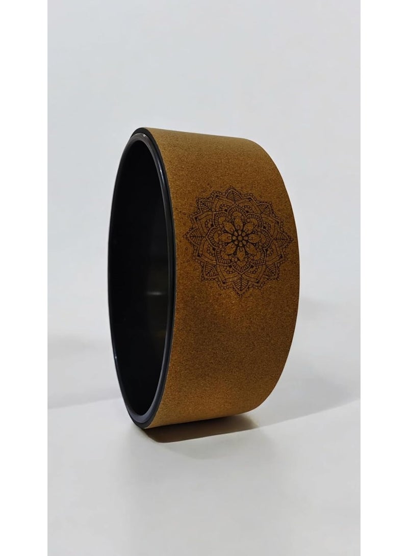 Cork yoga pilates circle roller wheel for relieving back pain and stretching - Flower Paint