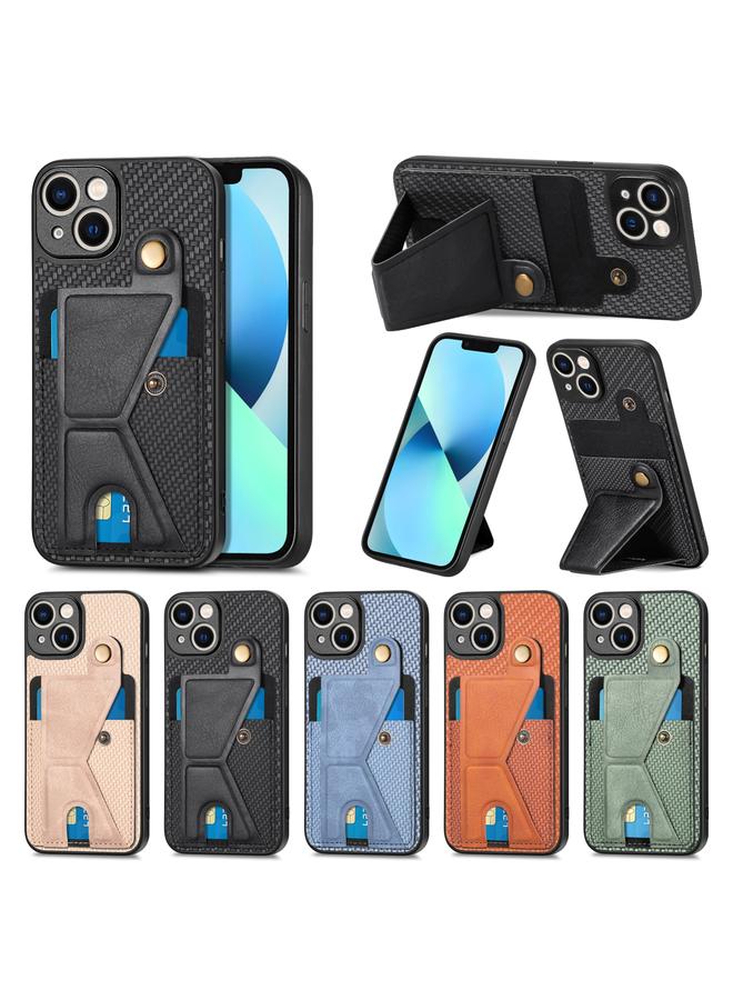 زبون جراب لهاتف iPhone 13 مصنوع من ألياف الكربون ومحفظة قابلة للطي وحامل للبطاقات على شكل حرف K - Image 5