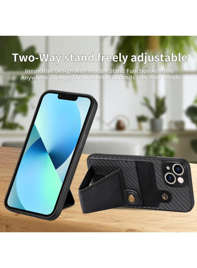 زبون جراب لهاتف iPhone 13 مصنوع من ألياف الكربون ومحفظة قابلة للطي وحامل للبطاقات على شكل حرف K - Image 4