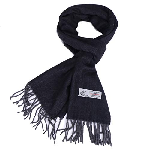 TZ Promise Herringbone Houndstooth Checked Pattern Cashmere Feel Classic Soft Luxurious Winter Scarf For Men Women (Herringbone Black) - Image 3