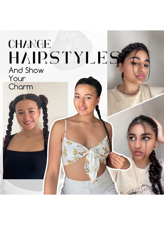 Dreamlover Long Braided Ponytail Extensions For Women Girls Braided Pony Tail Hair Extensions With Hair Ties Synthetic Y2K Hair Bun Extensions Stylish Hair Extension Braids Dark Brown 2 Pieces  - Image 5