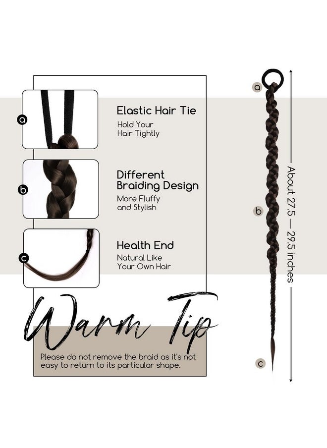 Dreamlover Long Braided Ponytail Extensions For Women Girls Braided Pony Tail Hair Extensions With Hair Ties Synthetic Y2K Hair Bun Extensions Stylish Hair Extension Braids Dark Brown 2 Pieces  - Image 3