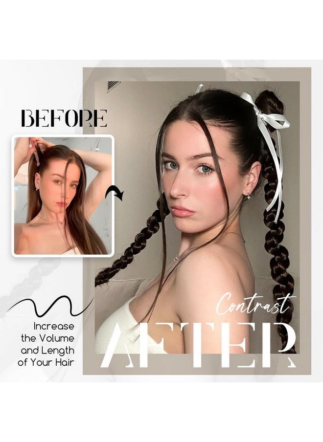 Dreamlover Long Braided Ponytail Extensions For Women Girls Braided Pony Tail Hair Extensions With Hair Ties Synthetic Y2K Hair Bun Extensions Stylish Hair Extension Braids Dark Brown 2 Pieces  - Image 2