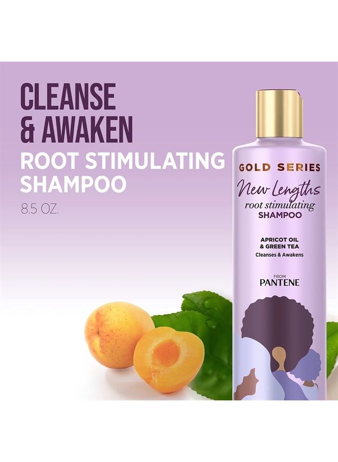 Pantene Gold Series New Lengths Root Stimulating Shampoo with Apricot Oil & Green Tea, for Natural, Textured, Curly, and Coily Hair, Sulfate-Free, Paraben Free, 8.5 Fl Oz - Image 4