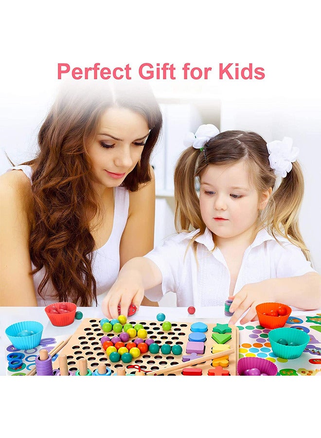 Wooden Nail Board Toys Digital Jigsaw Puzzle Montessori Toys Children's Magnetic Fishing Game Beads Count Shape Sorting Game - Image 2