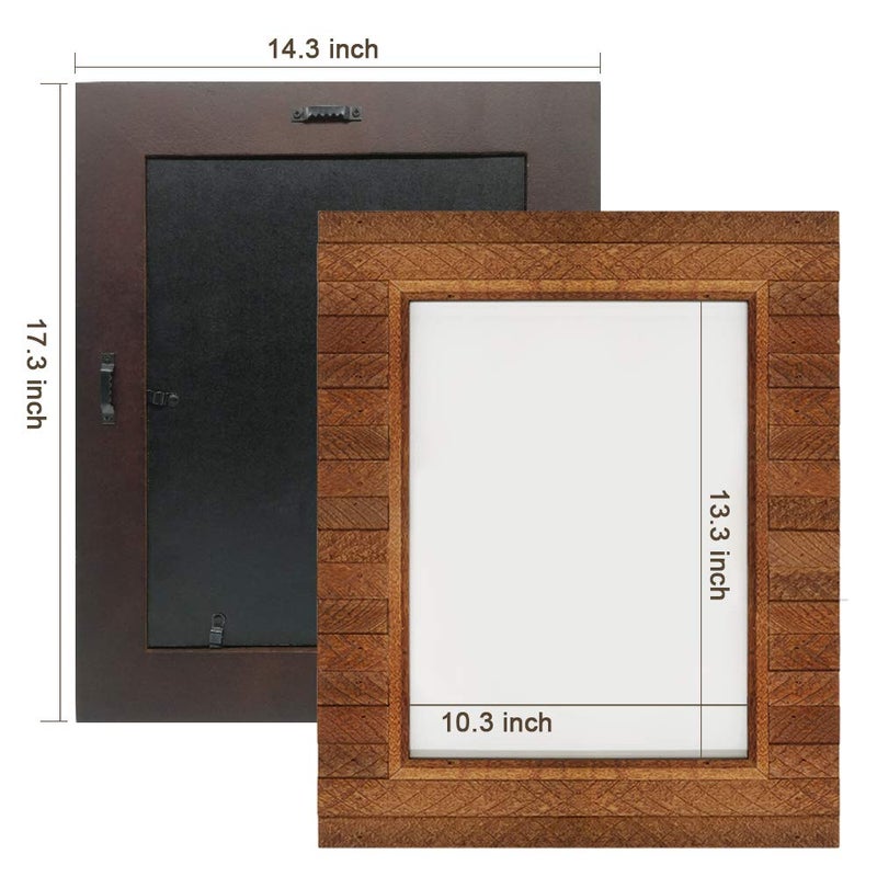 Eosglac 11x14 Picture Frame Rustic Brown, Handmade Wood Plank Design, Photo Frames Wall Mounting Display - Image 4