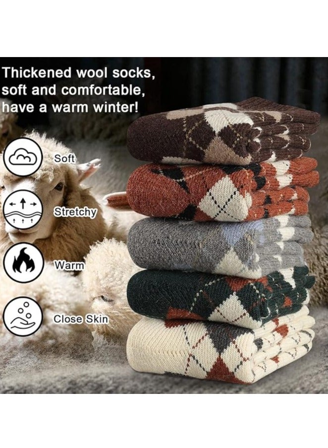 SYOSI Wool Socks for Women, Winter Womens Socks Wool Warm Thick Knit Cozy Crew Casual Vintage Soft Socks, Thick Warm Winter Vintage Knit Thermal Socks for Women(5 Pairs) - Image 4