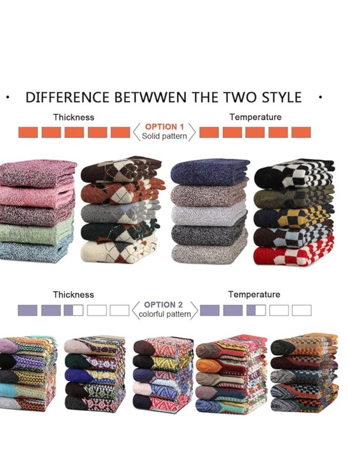 SYOSI Wool Socks for Women, Winter Womens Socks Wool Warm Thick Knit Cozy Crew Casual Vintage Soft Socks, Thick Warm Winter Vintage Knit Thermal Socks for Women(5 Pairs) - Image 2