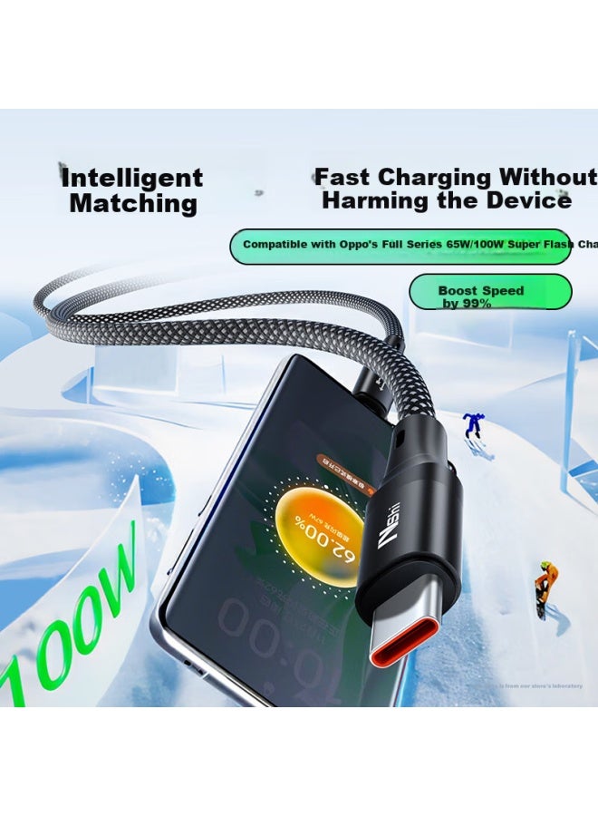 CAN كابل بيانات لأوبو، كابل شحن نوع-C، شحن فائق السرعة 80 واط/65 واط، كابل شحن فلاش لهواتف Find X7/6/5/Reno 12/11/10/9 Real Me، بطول 2 متر - Image 1