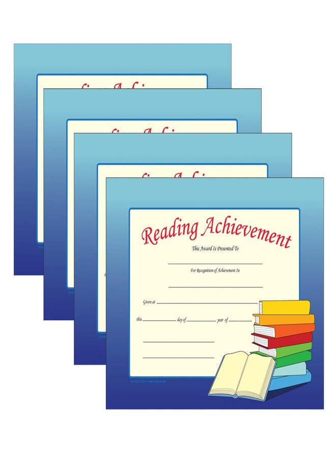 SHAPES ETC. 30pcs Reading Achievement Recognition Certificates 11in x 8.5in Colorful Award Kids Student Graduations Moving Up Ceremonies Achievement Days Banquets Academic Competitions USA Made - Image 1