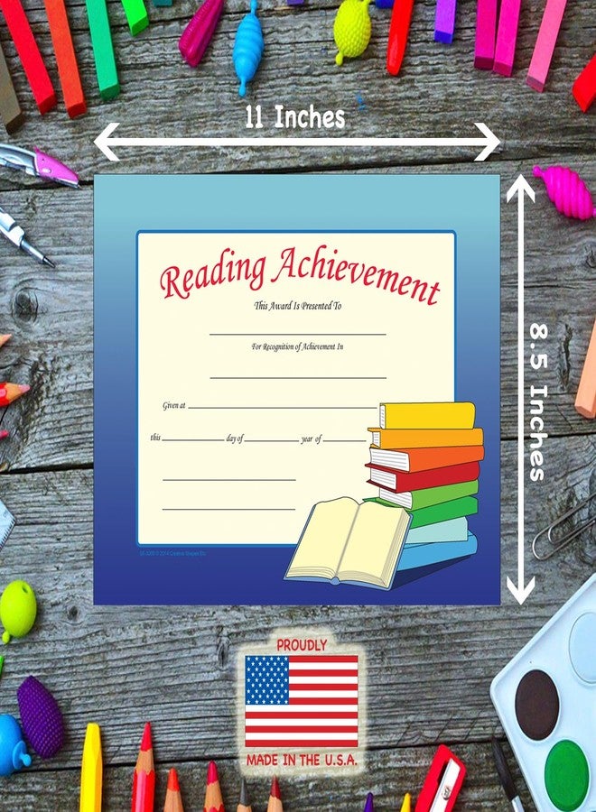 SHAPES ETC. 30pcs Reading Achievement Recognition Certificates 11in x 8.5in Colorful Award Kids Student Graduations Moving Up Ceremonies Achievement Days Banquets Academic Competitions USA Made - Image 3