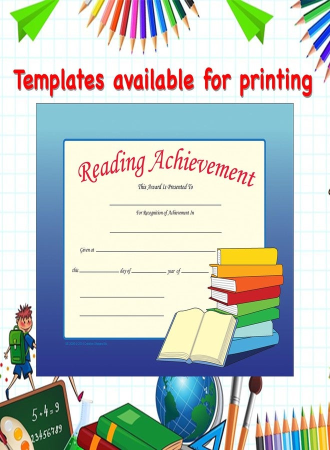 SHAPES ETC. 30pcs Reading Achievement Recognition Certificates 11in x 8.5in Colorful Award Kids Student Graduations Moving Up Ceremonies Achievement Days Banquets Academic Competitions USA Made - Image 4