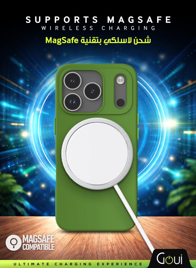 جوي كفر  ايفون 17 برو ماكس | حماية شاملة | متوافق مع MagSafe | يدعم الشحن اللاسلكي | متعدد الألوان | ملمس ناعم | تصميم مغناطيسي للتثبيت أخضر زيتوني - Image 3