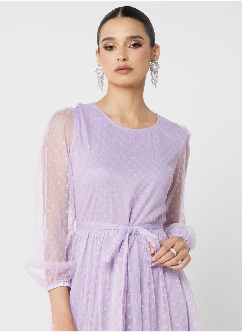 Khizana - Belted Mesh Dress - Image 1