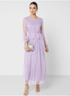 Belted Mesh Dress