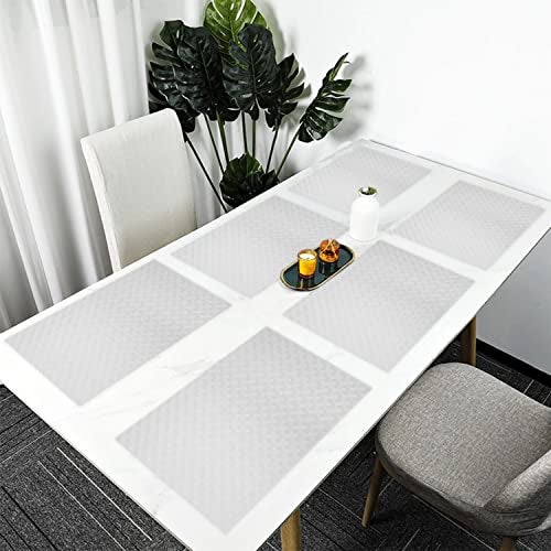 ElastPro Placemat Set of 6 Heat-Resistant Place Mats Stain Resistant Washable, Dining Table and Fridge Mat (Diagonal Pattern, Transparent - Image 3