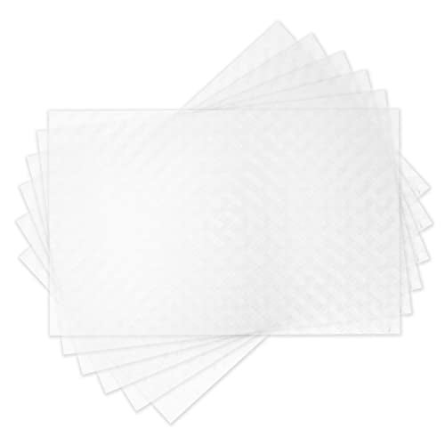 ElastPro Placemat Set of 6 Heat-Resistant Place Mats Stain Resistant Washable, Dining Table and Fridge Mat (Diagonal Pattern, Transparent - Image 1