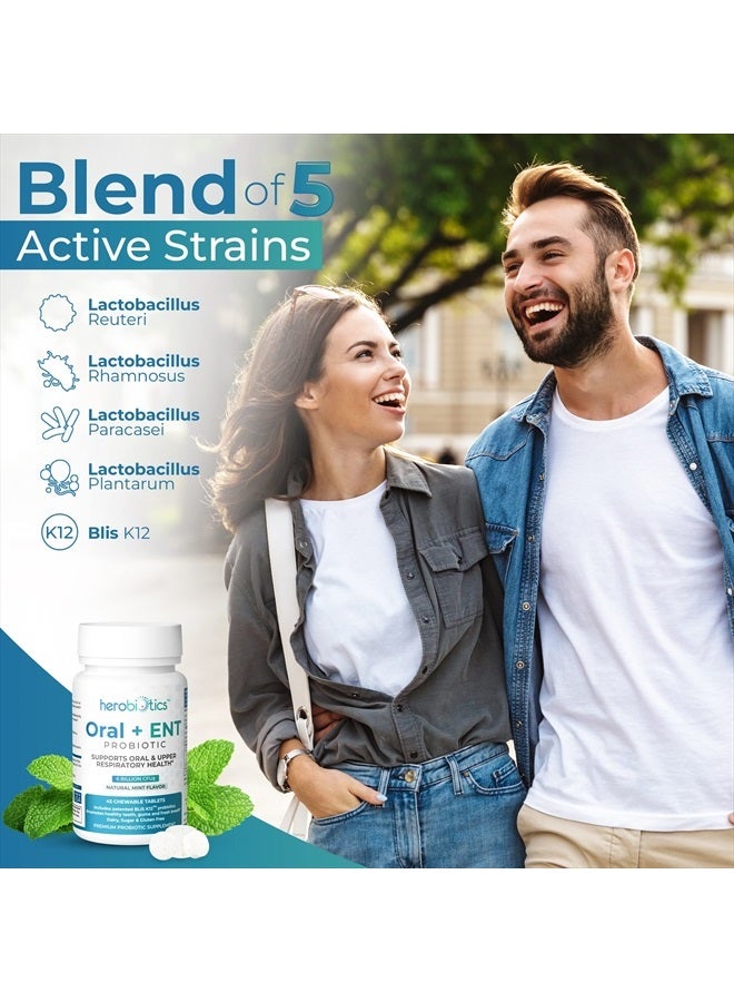 herobiotics Oral Probiotics For Better Breath, Gingivitis, Strep Throat, Tonsil Stones, Ent 6 Bn Cfu 45 Chewable Tablets - Image 4