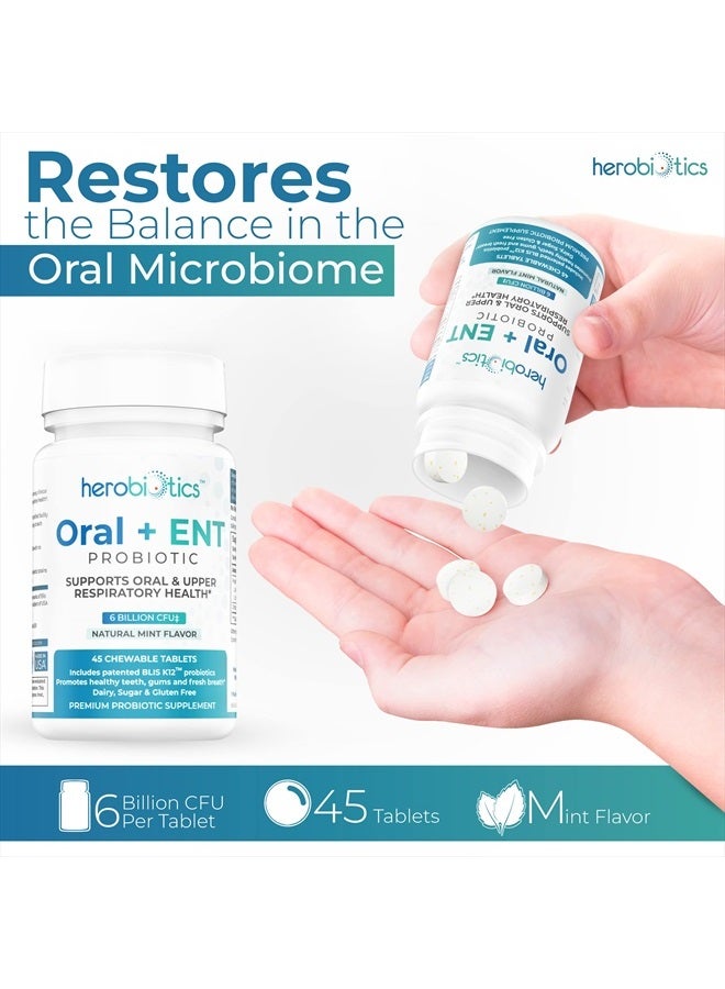 herobiotics Oral Probiotics For Better Breath, Gingivitis, Strep Throat, Tonsil Stones, Ent 6 Bn Cfu 45 Chewable Tablets - Image 2