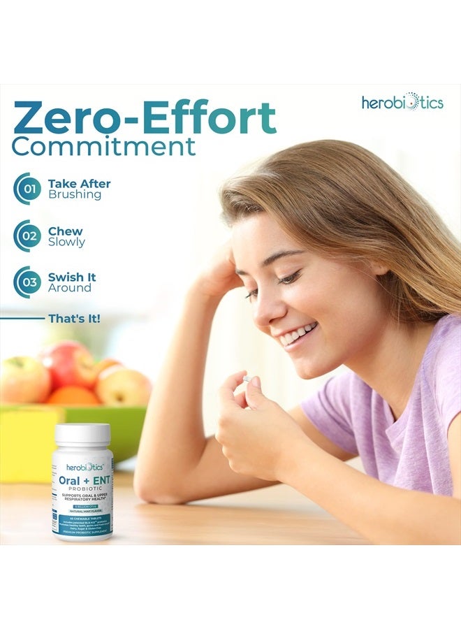 herobiotics Oral Probiotics For Better Breath, Gingivitis, Strep Throat, Tonsil Stones, Ent 6 Bn Cfu 45 Chewable Tablets - Image 5