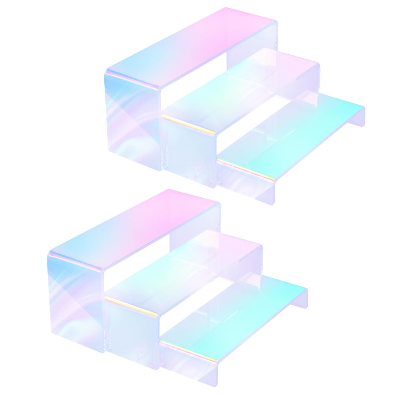 Jolboldy Acrylic Display Riser, 6 Pcs 9" Rectangular Stands (Iridescent-6pcs) - Image 1