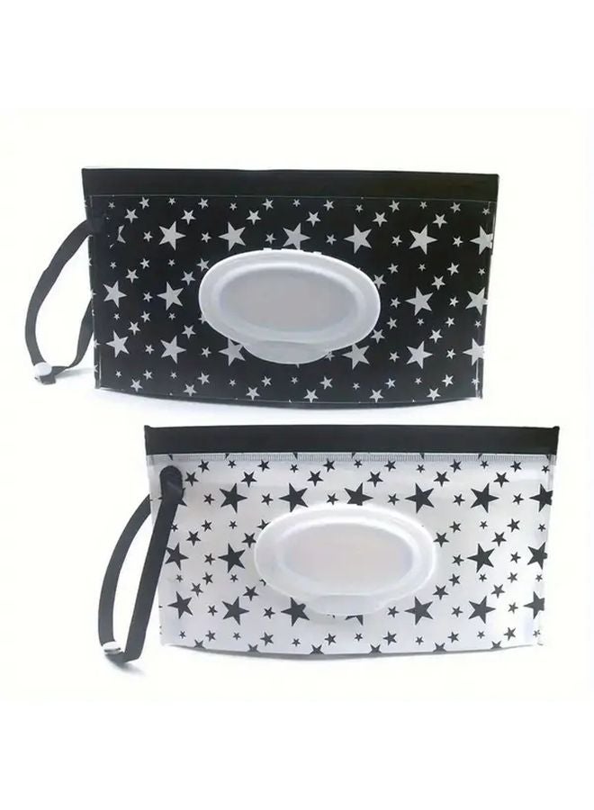 Black White Portable Wipes Bag Set of Two Reusable Travel Wipes Dispenser Box Holder - Image 5