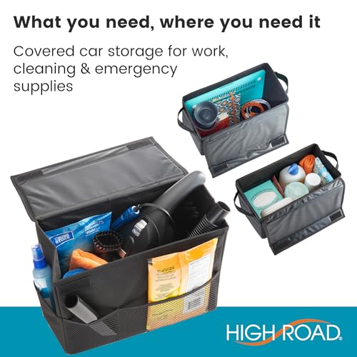 High Road Car Storage Organizer with Lid, Multipurpose Back or Front Seat Auto Console or Trunk Organizer, Univeral Fit in All Vehicles - Image 4