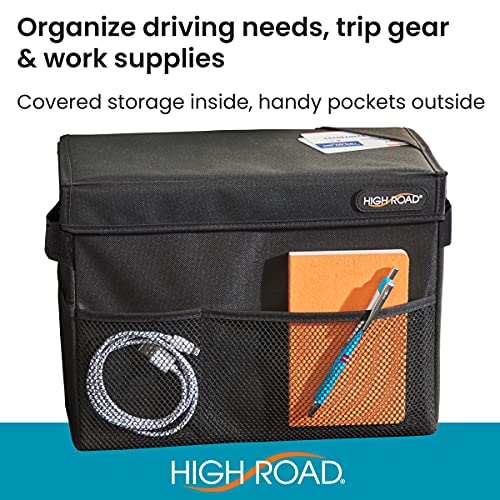 High Road Car Storage Organizer with Lid, Multipurpose Back or Front Seat Auto Console or Trunk Organizer, Univeral Fit in All Vehicles - Image 2