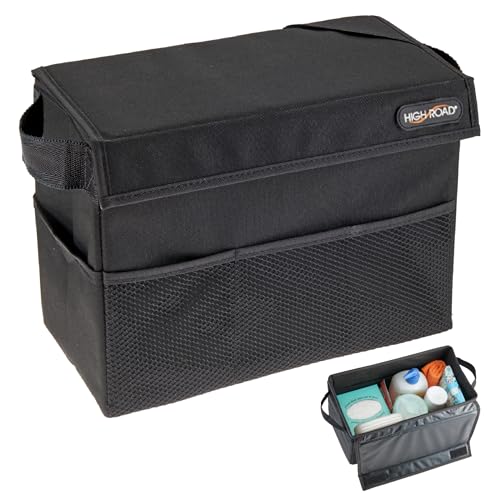 High Road Car Storage Organizer with Lid, Multipurpose Back or Front Seat Auto Console or Trunk Organizer, Univeral Fit in All Vehicles - Image 1
