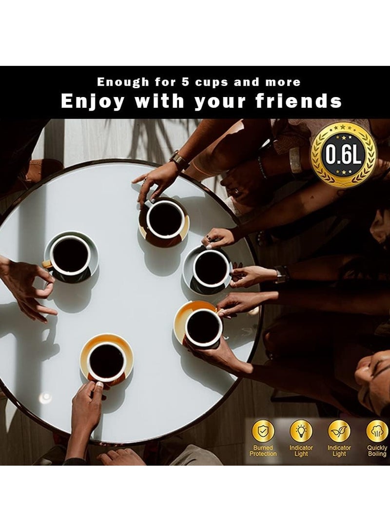 جيهام ماكينة صنع القهوة التركية، وعاء كهربائي زجاجي وستانلس ستيل، غلاية محمولة (ماء، حليب، شاي) - 6 أكواب - Image 2