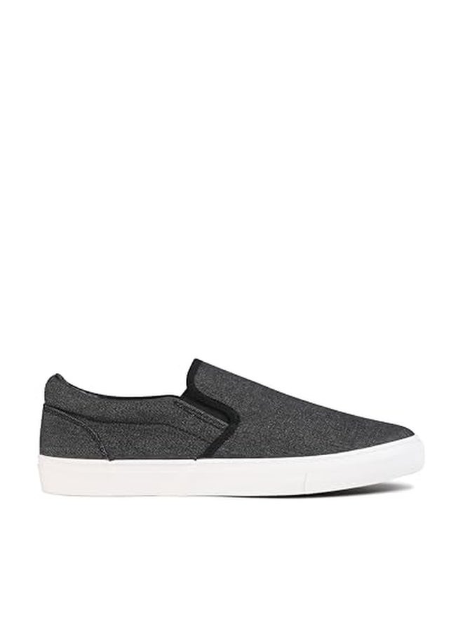 hello basics Men's Sneakers Classic Low Top Slip On Shoes Wide Canvas Skate Loafers Sneakers with Soft Insole Causal Dress Shoes for Men Comfortable Walking Shoes Slip on Sneakers for Men, Black Denim, 8 - Image 1
