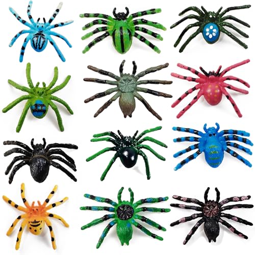YOOHUA 48PCS Spider Toys Realistic Spider Figures Colorful Tarantula Figurines for Halloween Decor Early Educational Toy Birthday Party Cake Topper for Kids - Image 1