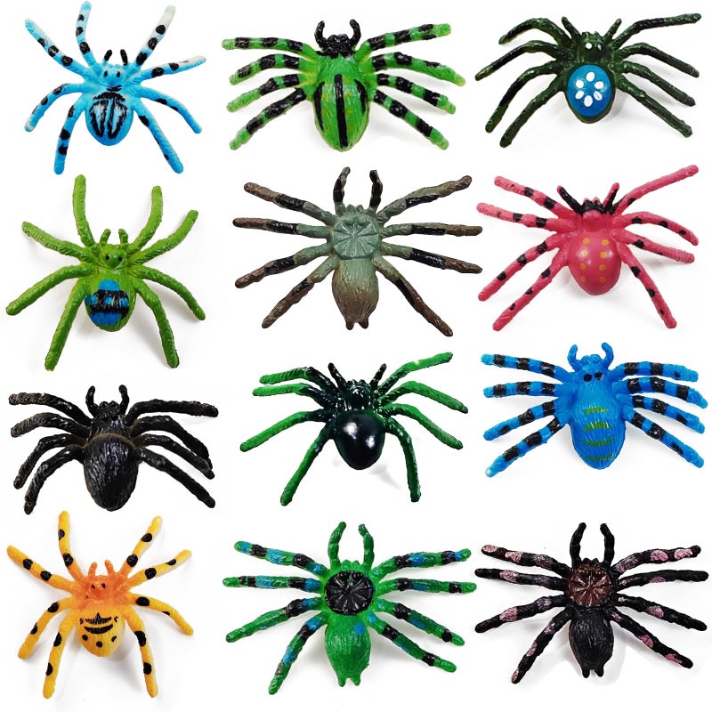 YOOHUA 48PCS Spider Toys Realistic Spider Figures Colorful Tarantula Figurines for Halloween Decor Early Educational Toy Birthday Party Cake Topper for Kids - Image 3