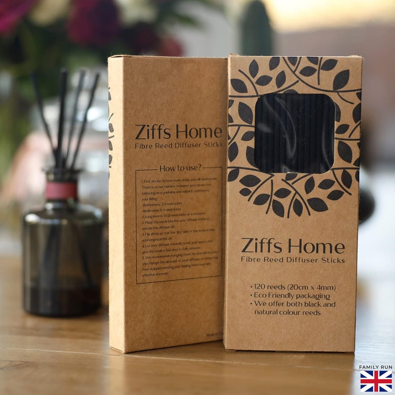 Ziffs Home 120 Black Fibre Reed Diffuser Sticks - 20cm x 4mm - Thick Diffuser Reeds Sticks - Diffuser Sticks for Diffuser Oils Fragrance Refill - Fibre Reeds for Diffusers - Image 5