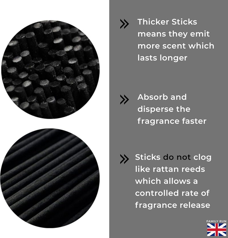 Ziffs Home 120 Black Fibre Reed Diffuser Sticks - 20cm x 4mm - Thick Diffuser Reeds Sticks - Diffuser Sticks for Diffuser Oils Fragrance Refill - Fibre Reeds for Diffusers - Image 3