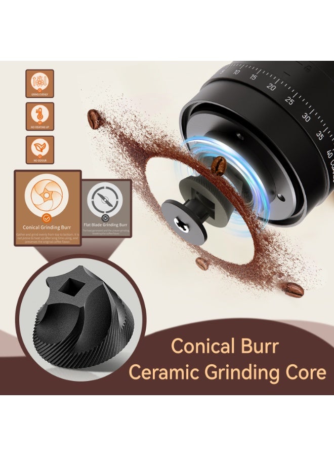 Electric Coffee Bean Grinder, Portable Electric Conical Burr Grinder with Multi Grind Settings, Rechargeable Coffee Bean Grinder for Espresso, Cold Brew, Flip Coffee and Drip Coffee - Image 3