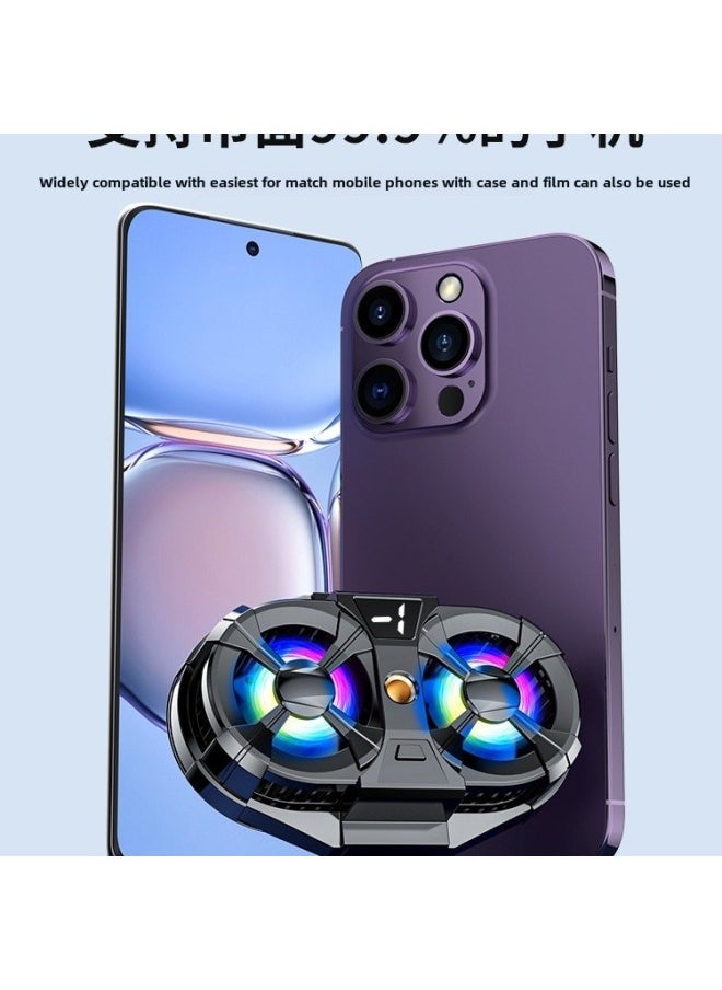 Generic - Live Broadcast Dedicated] Mobile Phone Radiator Cooling Artifact Semiconductor Refrigeration Ultra-quiet Ice-sealed Back Clip Integrated Bracket-Color:[exclusively For Flagship Anchors] Dual-core Overclocking Cooling❄Three-stop Digital Display + Overhead Fill Light Bracket - Image 1