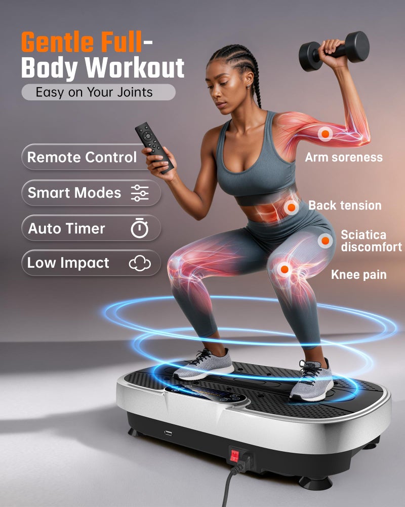 RenoJ Vibration Plate Exercise Machine for Weight Loss and Lymphatic Drainage - 330lbs Capacity Vibrating Platform for Home Gym Workout, Full Body Shaker Pilates Equipment with Loop Bands for Women and Men - Image 5