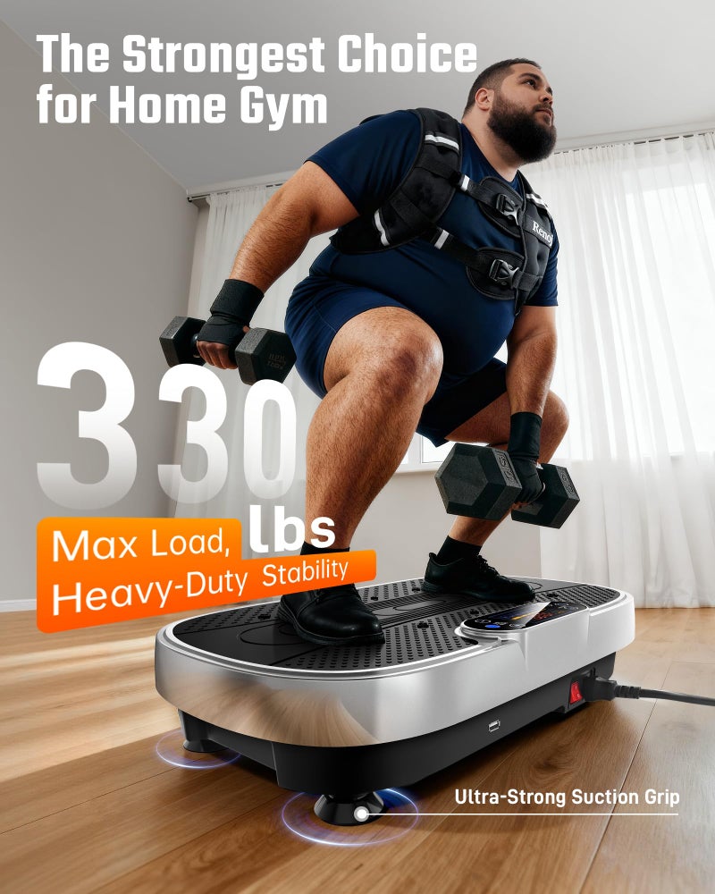 RenoJ Vibration Plate Exercise Machine for Weight Loss and Lymphatic Drainage - 330lbs Capacity Vibrating Platform for Home Gym Workout, Full Body Shaker Pilates Equipment with Loop Bands for Women and Men - Image 2